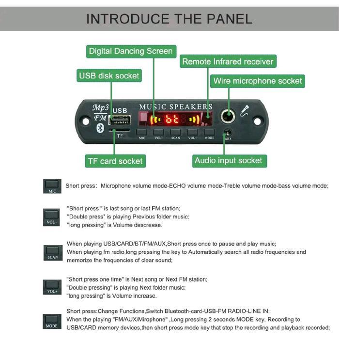 Modul Mp3 Bluetooth Mic Karaoke Plus Echo Bass Treble