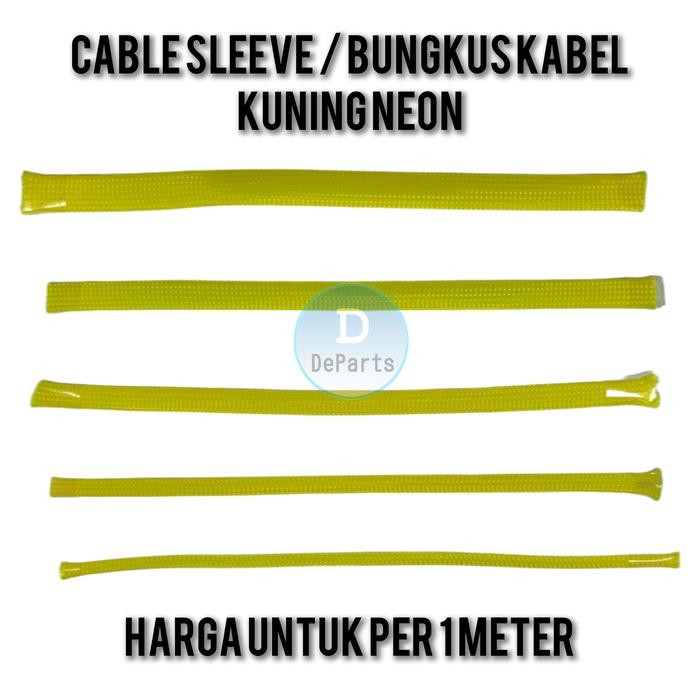 braided cable sleeve - sleeving cable bungkus kabel - 6mm- kuning neon [tahan lama]