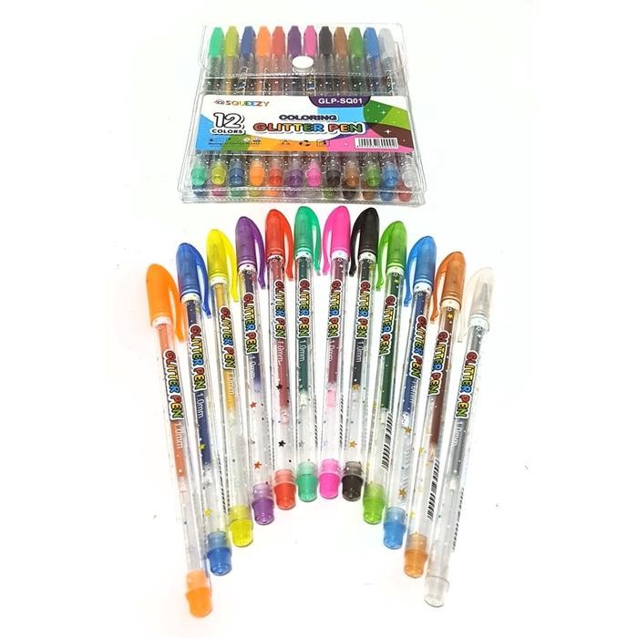 

Harga Grosir (1Dus/ 20set/ 240pcs ) Pulpen Coloring Glitter Pen Gel 12Warna