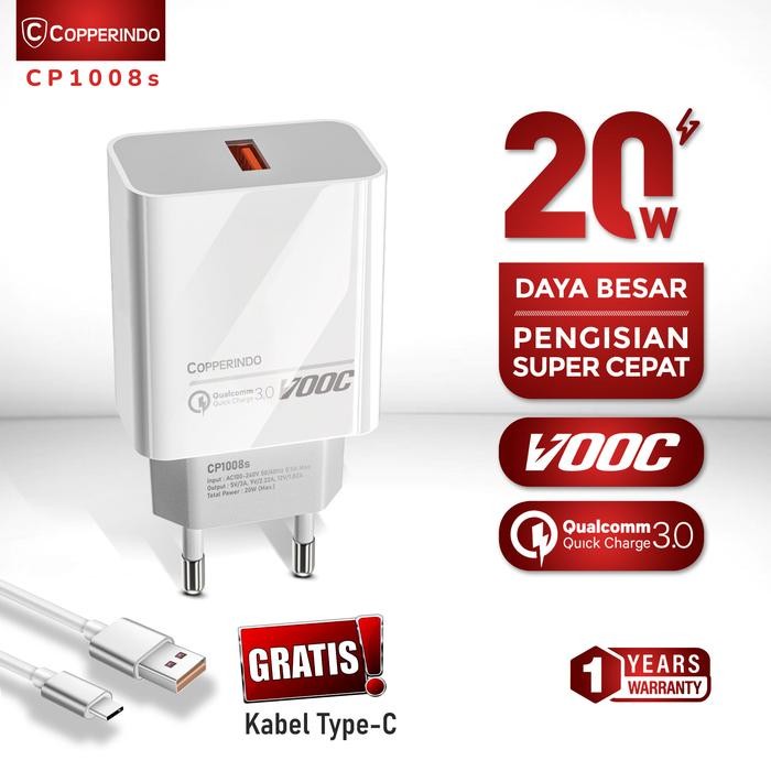 COPPER CP1008 Single Port Charger Up to 20Watt QC 3.0 FAST CHARGING