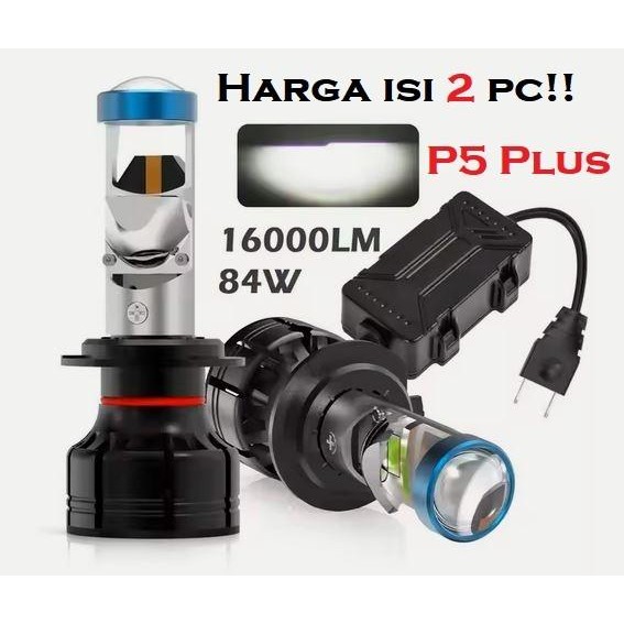Lampu P5 Plus H4 H11 H16 Projector Bi Led Projie Lens 42W Motor Mobil