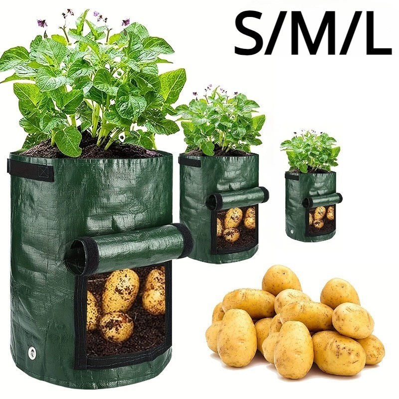 S/M/L Garden Plant Growing Bags PE Vegetable Plant Culture Bag DIY Grow Potatoes Carrots Outdoor Gar