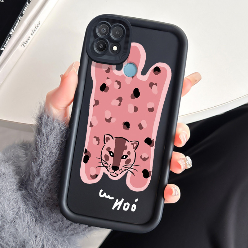 Casing Hp OPPO A15 A15s A35 Case Macan Pink Cover Phone Shell lembut Softcase Kesing Back Simple Ces