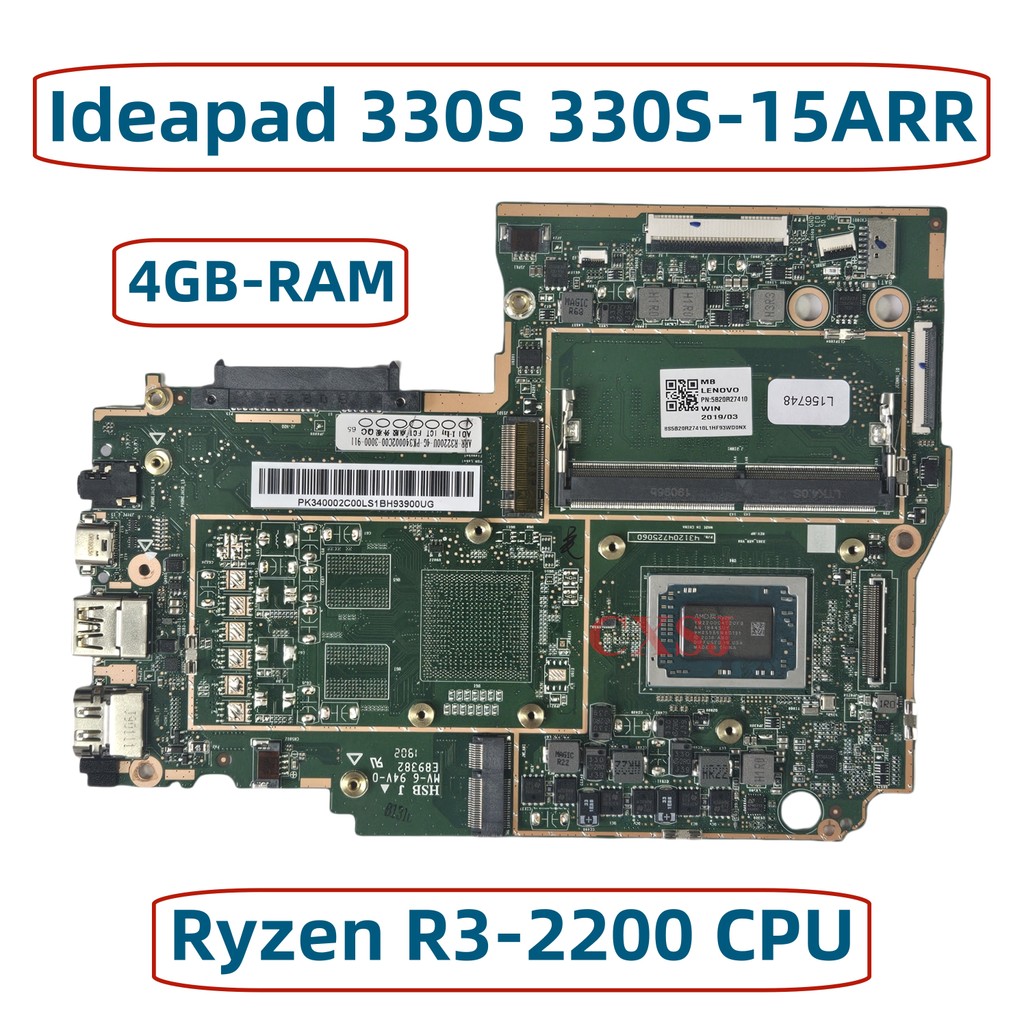 Casing Laptop FRU:5B20R27410 For Lenovo Ideapad 330S 330S-15ARR Laptop Motherboard With AMD Ryzen R3