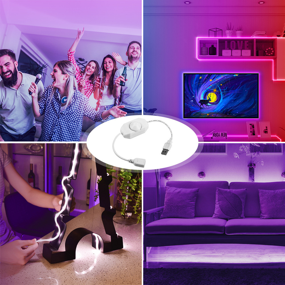 DC 5V LED Tape Lights USB Knob Manual LED Strip Light Dimmer/Touch Dimmer Switch Brightness Dimming