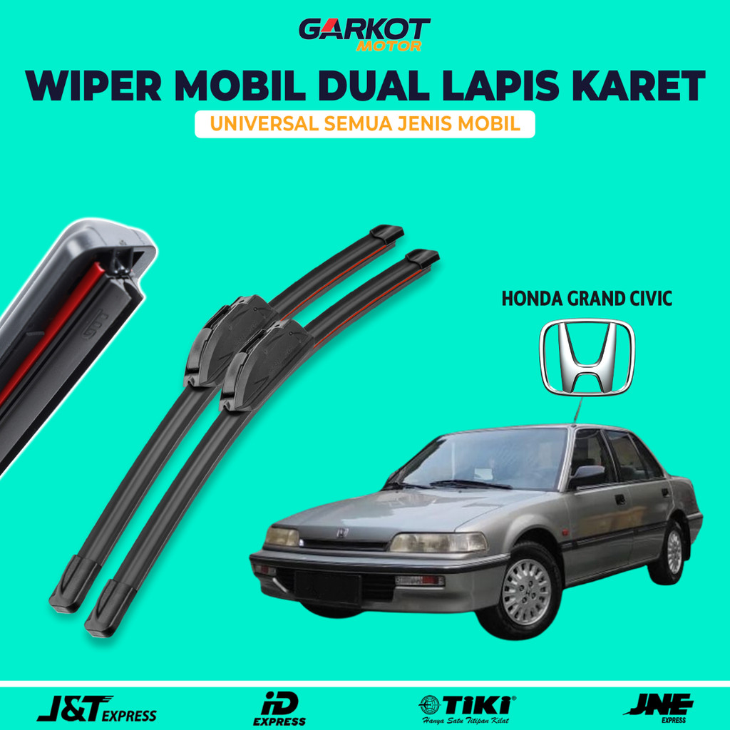 Wiper Blade Honda Grand Civic Double Karet Pembersih Kaca Depan Mobil 1 Set Kiri dan Kanan