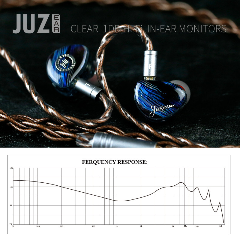 JUZEAR Clear 10mm LCP 1DD HiFi IEMs Dynamic In Ear Earphone DJ Monitor Earbuds 2 Pin 0.78mm 18AWG 6N