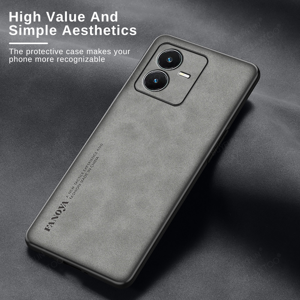 For Vivo Y22 4G Case Lambskin Leather Soft Silicone Back Cover Vivoy22 Y22 Y 22 s 22s Y22s V2207 6.5