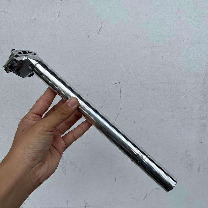 Seatpost 25.4 Alloy Geco Allumunium Chrome Silver Metalic Free Ongkir