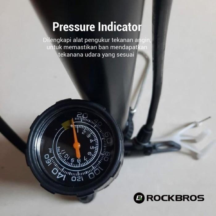 j4xk- Rockbros Pump 380G 160 Psi Pompa Sepeda Motor Mobil Bola Pentil Presta Schrader
