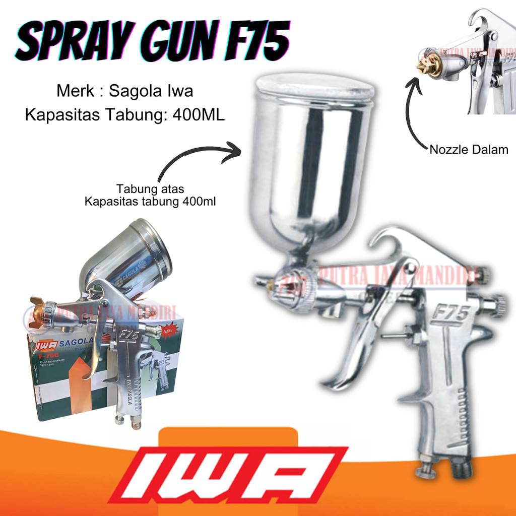 Sagola Spray Gun Tabung Atas F75 - Spray Gun F75G Kairos Sagola Spot Iwa