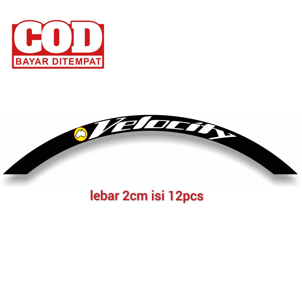 bisa cod stiker decal rims velocity lebar 2cm isi 12pcs velg pelek rims sepeda sepedah mtb gunung fi