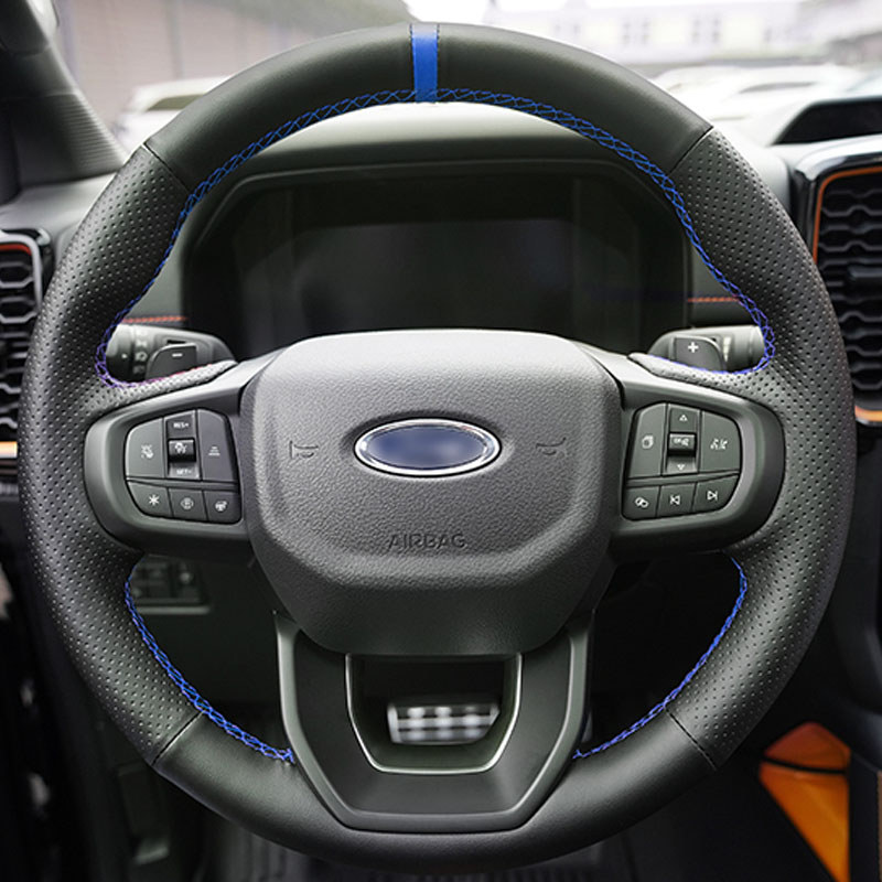 For Ford Ranger Everest 2023 Car Accessories DIY Hand Stitched black ultrathin nonslip Genuine Leath