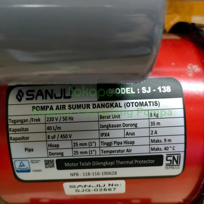 Pompa Air Sumur Dangkal Sanju Sj-138 Otomatis Sj 138