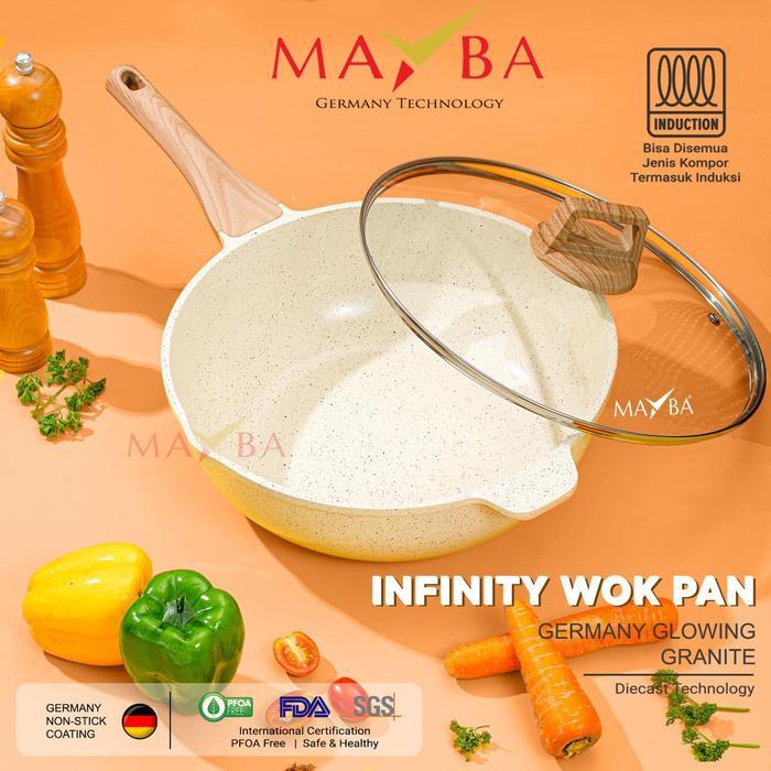 Panci Wok Pan MAYBA GERMAN INFINITY Kuali Wokpan Besar 30cm granit - Wok Pan 24 Cm