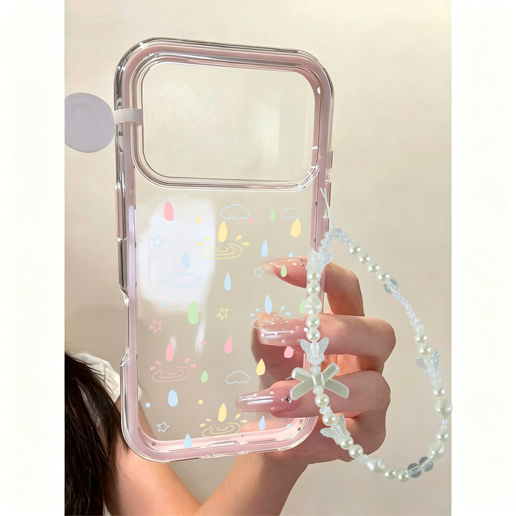 Transparan Simple Motif Hujan Pelangi Casing Samsung S26 Ultra S25 S22 S24 S23 S22 Ultra S24 Fe S26 