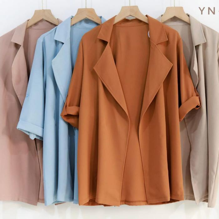 Nova Blazer Outer Flowy Comfy Wanita - Blazer Outer Korean Style Baju Linen