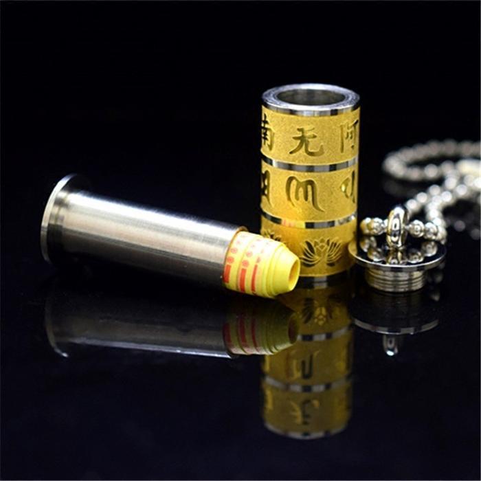 BERKUALITAS Kalung Liontin Leng Yang Zhou / Kalung Om Mani Padme Hum Bisa Dilepas Stainless Steel