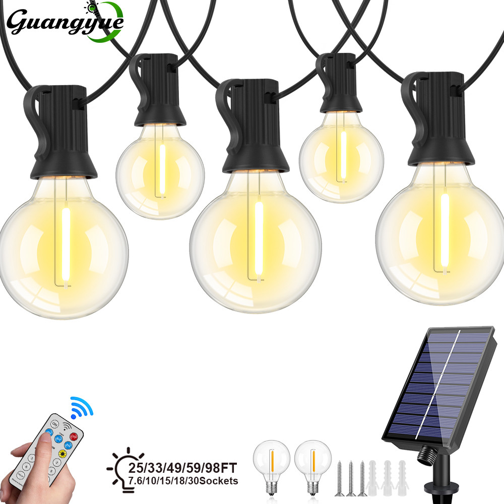 G40 Outdoor Solar String Light Garland LED Solar String Lights 24V Globe Waterproof Hanging Lights