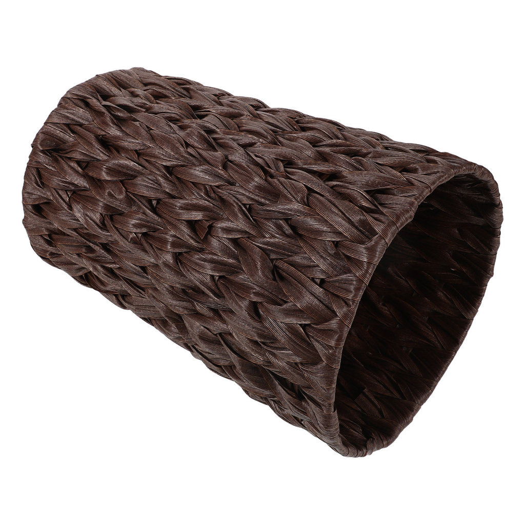 Retro Cylinder Trash Can Faux Wicker Decorative Small Garbage Bin for Desk Bathroom Bedroom Kitchen