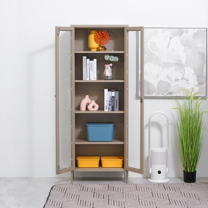 Informa Flins Lemari Arsip Kantor Metal 2 Pintu Kaca High File Cabinet Lemari Besi Kabinet Arsip