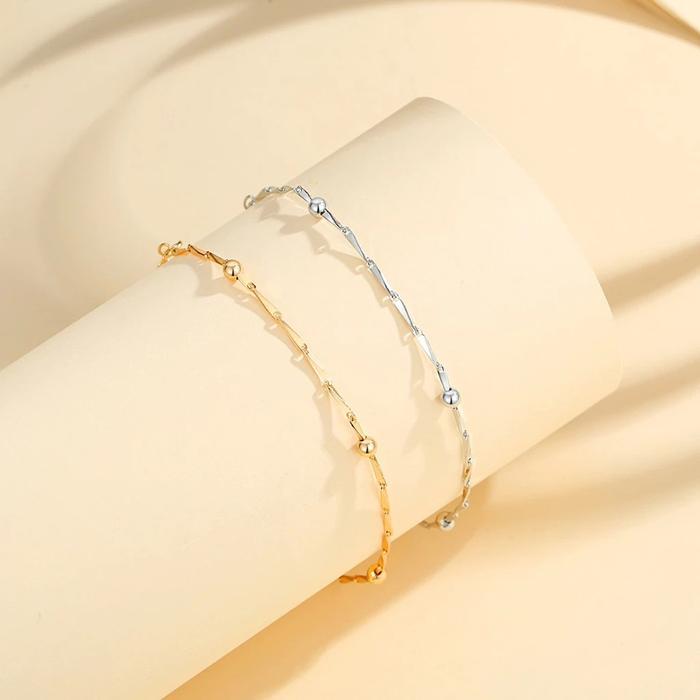 Gelang Kaki Titanium Wanita Emas Muda Perak Asli Dewasa Anti Karat Silver Kerincing Murah Krincing