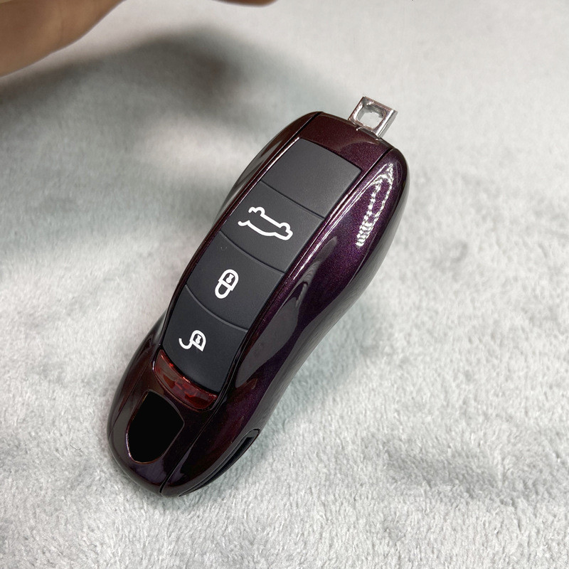 Key Case Purple Crystal for Porsche 718 911 Panamera Cayenne Macan Boxster Cayman Car Key Shell