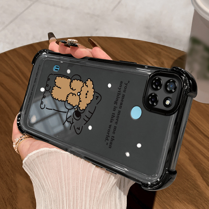 Casing Hp untuk Realme C21Y Realme C25Y C21 C15 Case Casing pola sapi perah Kesing empat Anti Drop s