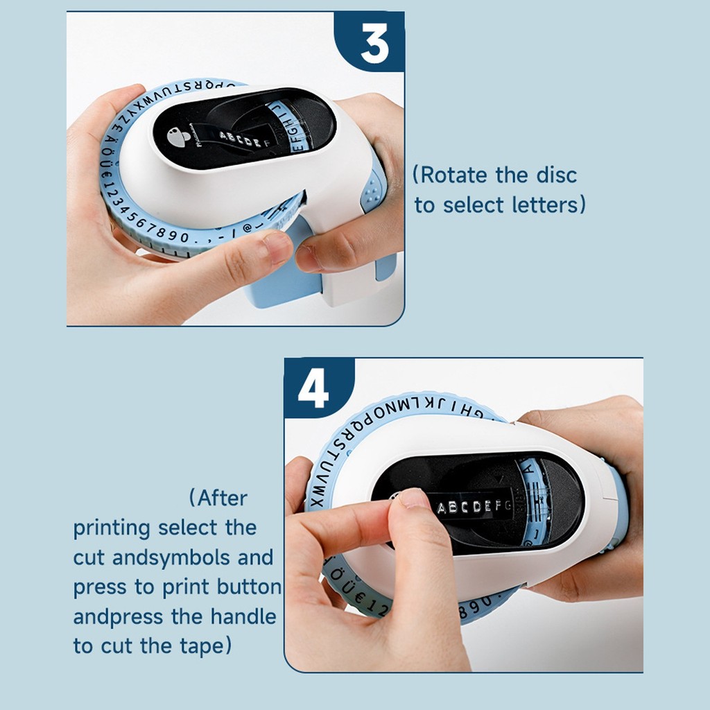 3D Label Printer Embossing Label Tape Manual Labeller Typewriter Portable Manual Label Maker Vintage