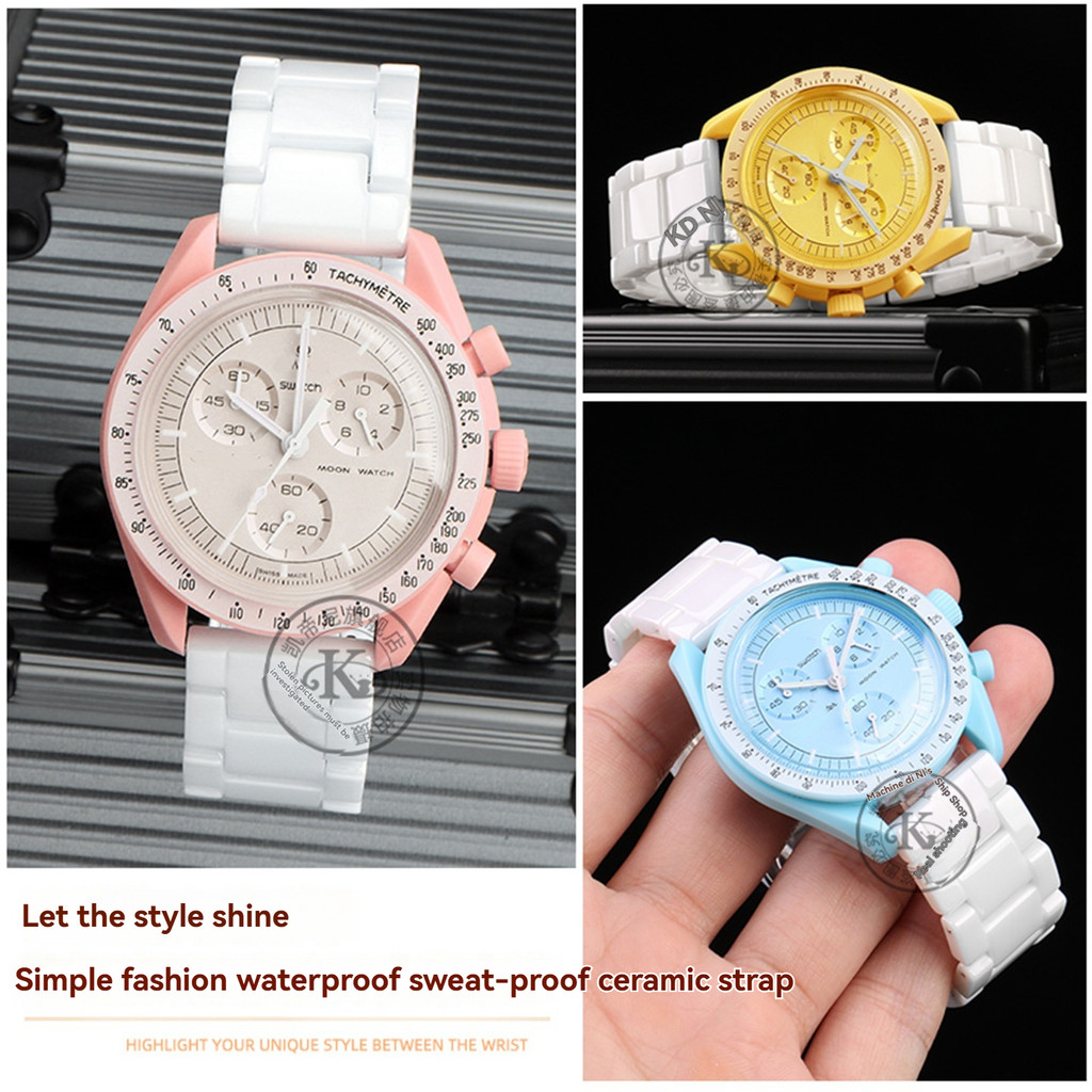 For Omega for Swatch Moon Planet MoonSwatch Watch Strap Quick Release Ceramic steel Watchband women