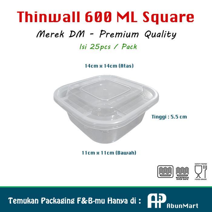 Thinwall 600 ML Square (DM) @25pcs