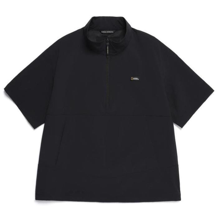 National Geographic Adelie Lightweight Woven Stretch Standneck Short Sleeve Anorak Carbon Black -