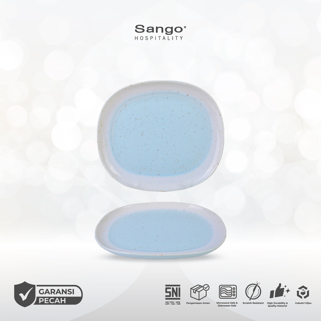 Sango Ora Coastal Blue Piring Salad/Dessert Besar Large Salad Dessert Plate Keramik