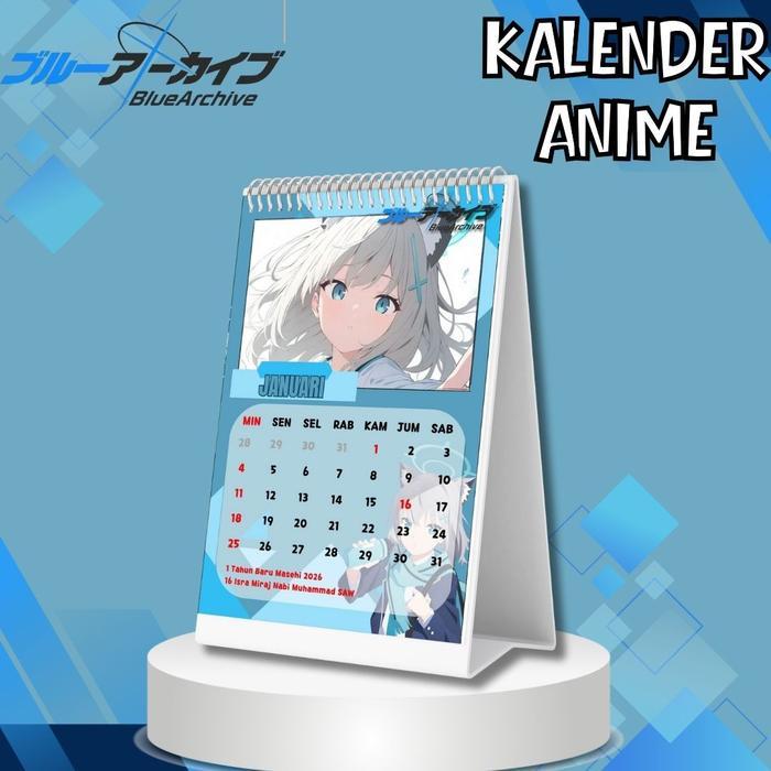 Calendar Anime 2026 / Kalender Shiroko Blue Archive 2026/ Kalender Meja Shiroko 2026