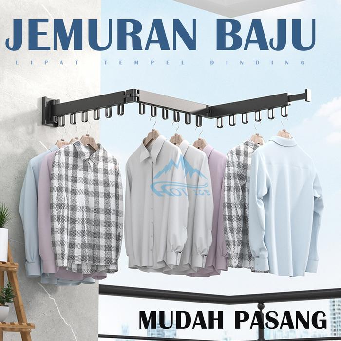 Jemuran Dinding Aluminium, Jemuran Lipat, Jemuran Tempel, Jemuran Baju Dinding, Rak Jemuran, Jemuran