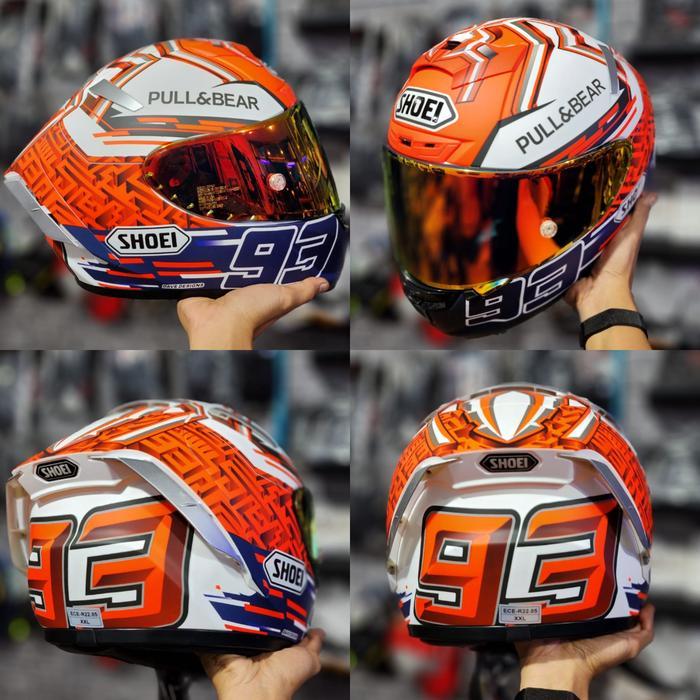 Helm Clone Shoei x14 xspirit 3 1:1 Marquez5 Marquez 5 mm93 pull bear - Marqz5+iridium, S