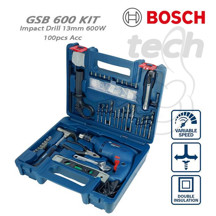 Mesin Bor Tangan Tembok Beton Listrik Bosch GSB 500 RE - Perkakas - GSB 600 KIT