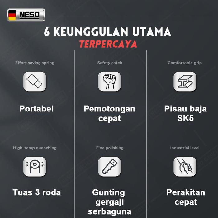 Neso Alat Jerman Gunting Dahan Tali 350Mm Gunting Dahan Tinggi Gunting Cabang Tinggi Gergaji Ranting