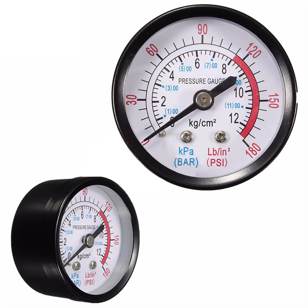 Air Pressure Gauge 50mm 14" For BSP Thread 0180PSI 012Bar Dial Hydraulic Pressure Gauge Meter