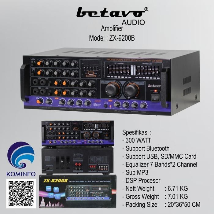 Amplifier Karaoke Cafe Betavo ZX 9200 B Ampli Power 300 watt Bluetooth