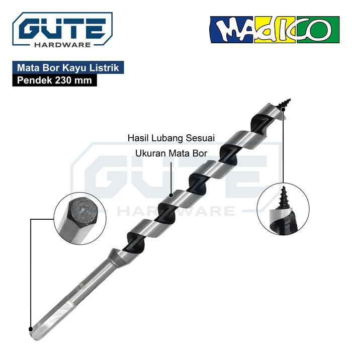Auger Bits - Mata Bor Kayu Listrik Spiral Pendek 230mm MADICO