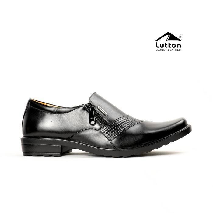 Sepatu Pantofel Pria Lutton Mu 04 Kulit Asli Premium Slip On, Resleting, Tali Sepatu Kerja Formal