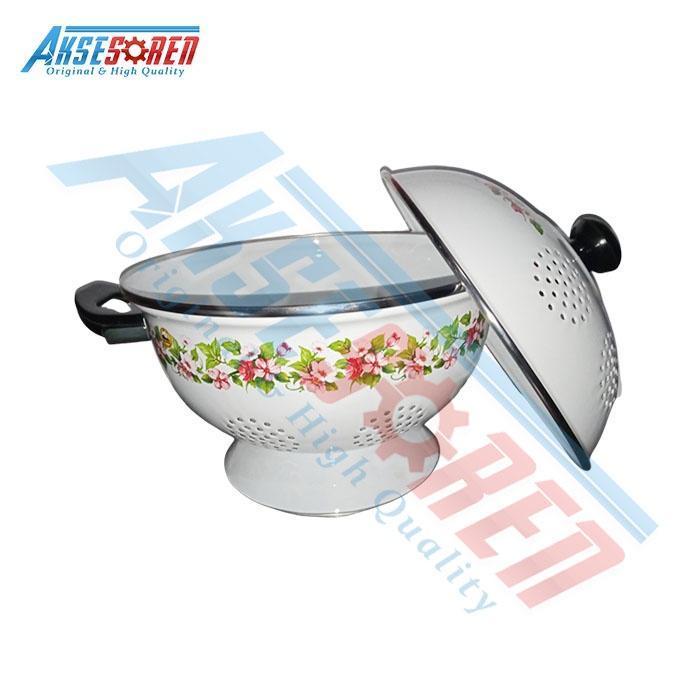 magg- Sangku Tempat Nasi Putih Enamel Maspion Panda / Bakul Jadul Motif Kembang / Ceting