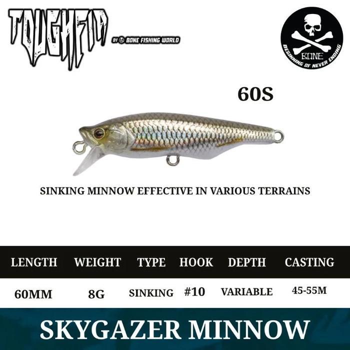 LURE TOUGHFIA SKYGAZER MINNOW 60MM/8G BY BONE CASTING SINKING