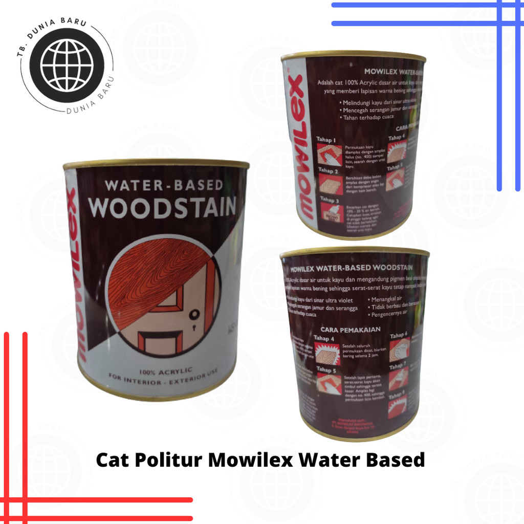 Cat Politur Plitur Kayu Mowilex Woodstain Air / Water Based 1 KG