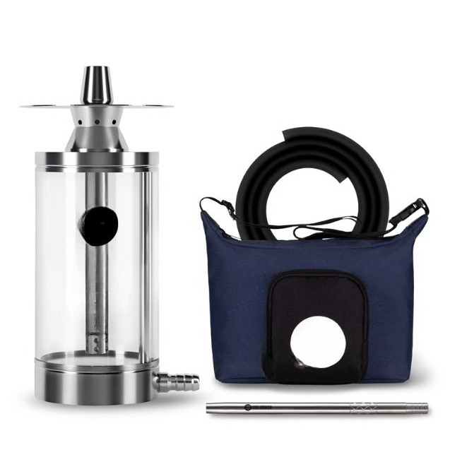 304 STAINLESS STEEL HOOKAH SET PORTABLE TRAVEL BAG NIX SILVER STANDARD (NO CARBON COMPARTMENT, NO