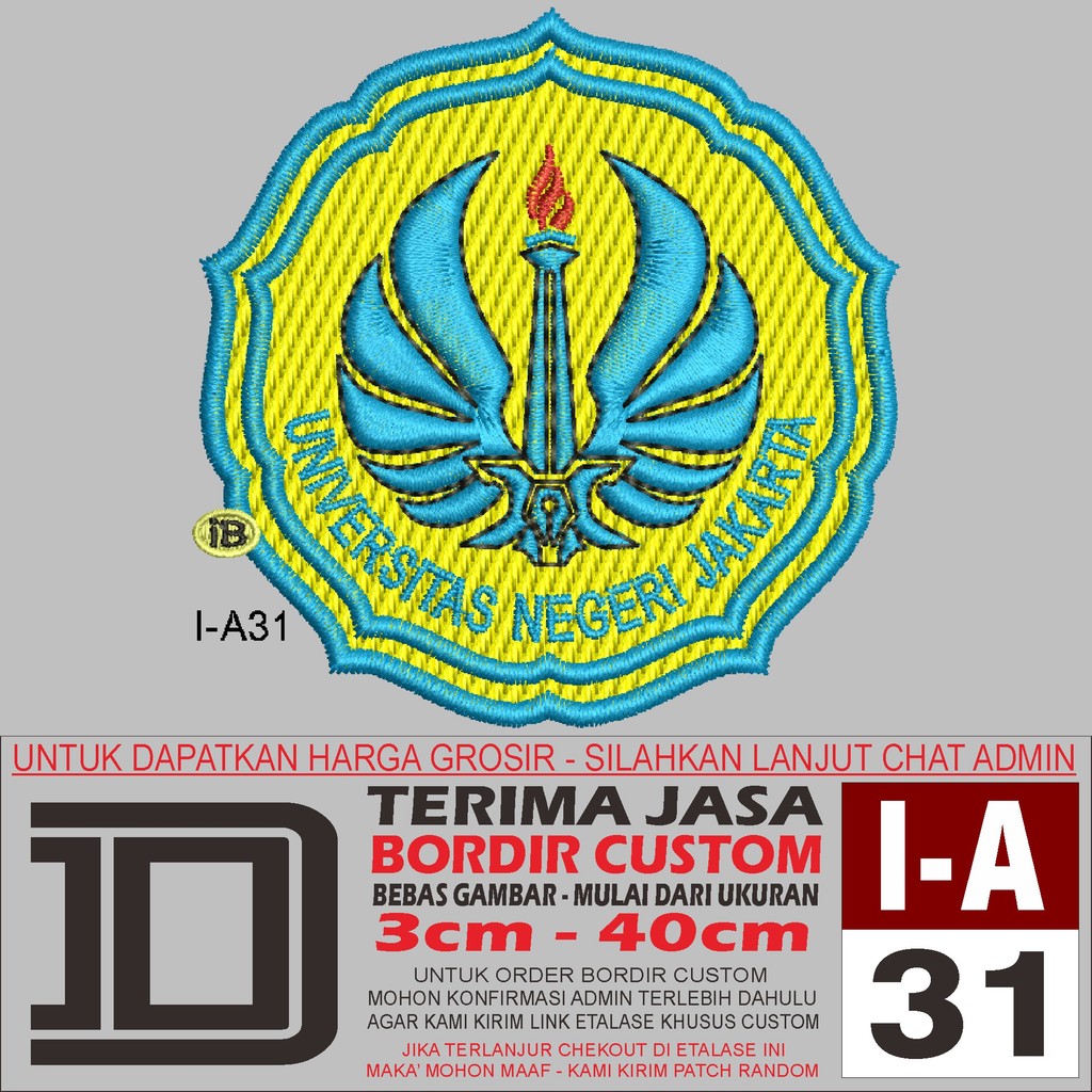831 UNIVERSITAS NEGERI JAKARTA PATCH BORDIR LOGO - EMBROIDERY ACC