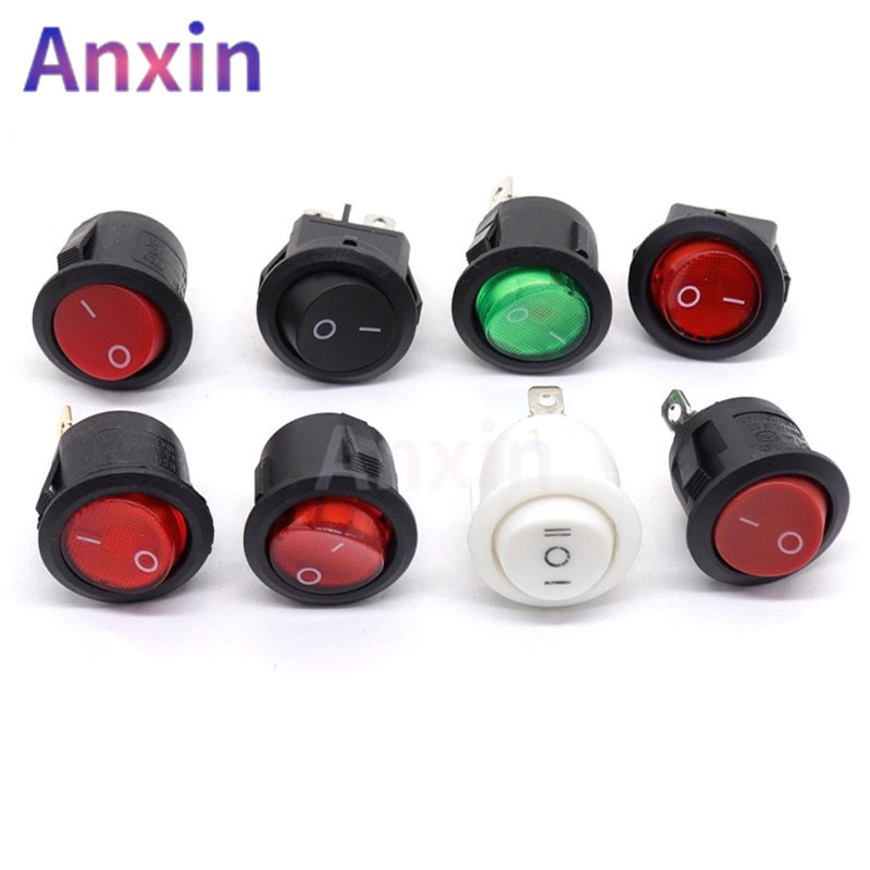 10pcs KCD1 LED Rocker Switch Round 2/3Pin ON-OFF-ON 2/3 Position 6A/250VAC 10A/125VAC SPST 23mm Car
