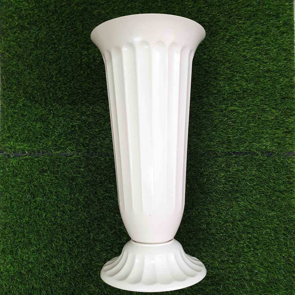 Vas Piala Tinggi 39cm/ POT BUNGA PLASTIK/ VAS PLASTIK PUTIH/ VAS DEKORASI
