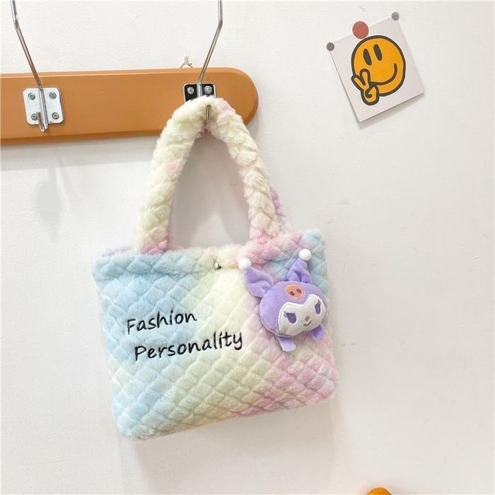 7lc9- Tas Bulu Pelangi Karakter Sanrio Tas Bulu Pelangi Cinamoroll Tas Bulu Pelangi Tas Bulu